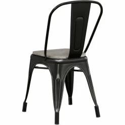 LT&S Alloy Series Lancaster Table & Seating Alloy Series Distressed Black Metal Indoor Industrial Cafe Chair With Vertical Slat Back And Gray Wood Seat -Lancaster Table & Seating Shop 2396234