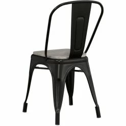 LT&S Alloy Series Lancaster Table & Seating Alloy Series Black Metal Indoor Industrial Cafe Chair With Vertical Slat Back And Gray Wood Seat -Lancaster Table & Seating Shop 2396242