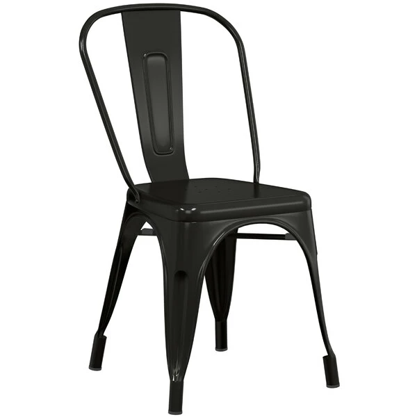 LT&S Alloy Series Lancaster Table & Seating Alloy Series Black Metal Indoor Cafe Chair With Black Vinyl Cushion 4 LT&S Alloy Series Lancaster Table & Seating Alloy Series Black Metal Indoor Cafe Chair With Black Vinyl Cushion - Image 4