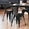LT&S Alloy Series Lancaster Table & Seating Alloy Series Black Metal Indoor Arm Chair With Black Vinyl Cushion