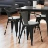 LT&S Alloy Series Lancaster Table & Seating Alloy Series Black Metal Indoor Arm Chair With White Vinyl Cushion