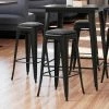 LT&S Alloy Series Lancaster Table & Seating Alloy Series Black Metal Indoor Barstool With Black Vinyl Cushion