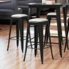 LT&S Alloy Series Lancaster Table & Seating Alloy Series Black Metal Indoor Barstool With White Vinyl Cushion
