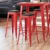 LT&S Alloy Series Lancaster Table & Seating Alloy Series Red Metal Indoor Barstool With Black Vinyl Cushion