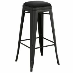 LT&S Alloy Series Lancaster Table & Seating Alloy Series Black Metal Indoor Barstool With Black Vinyl Cushion -Lancaster Table & Seating Shop 2400246