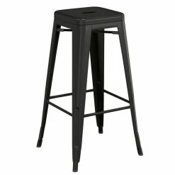LT&S Alloy Series Lancaster Table & Seating Alloy Series Black Metal Indoor Barstool With Black Vinyl Cushion -Lancaster Table & Seating Shop 2400247