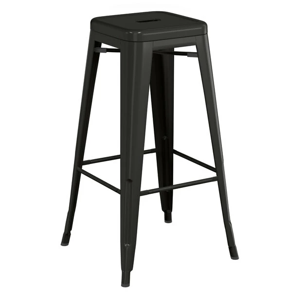 LT&S Alloy Series Lancaster Table & Seating Alloy Series Black Metal Indoor Barstool With White Vinyl Cushion 3 LT&S Alloy Series Lancaster Table & Seating Alloy Series Black Metal Indoor Barstool With White Vinyl Cushion - Image 3
