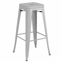 LT&S Alloy Series Lancaster Table & Seating Alloy Series Silver Metal Indoor Barstool With Black Vinyl Cushion -Lancaster Table & Seating Shop 2400267