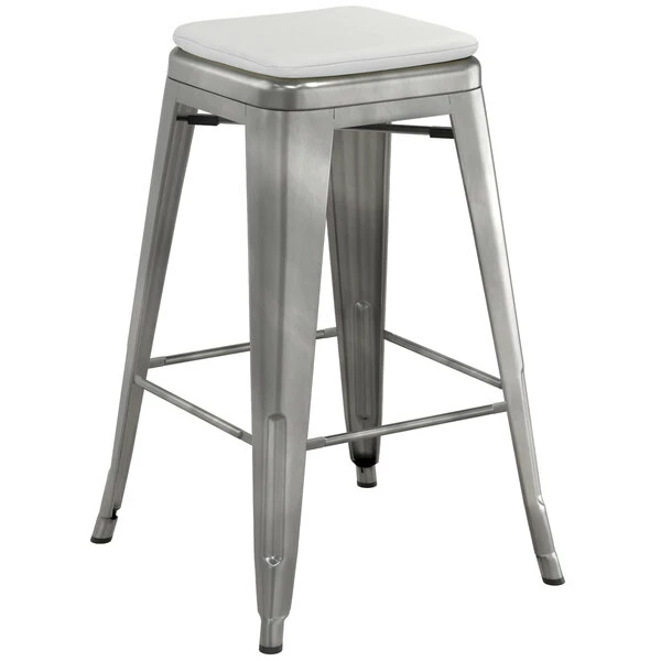 LT&S Alloy Series Lancaster Table & Seating Alloy Series Metal Clear Coat Counter Height Indoor Barstool With Gray Magnetic Fabric Cushion 2 LT&S Alloy Series Lancaster Table & Seating Alloy Series Metal Clear Coat Counter Height Indoor Barstool With Gray Magnetic Fabric Cushion - Image 2