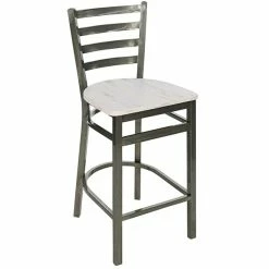 BFM Seating Lima Clear Coated Steel Counter Height Barstool With Relic Antique Wash Seat