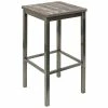 BFM Seating Trent Clear Coated Steel Backless Barstool With Relic Farmhouse Seat