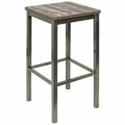 BFM Seating Trent Clear Coated Steel Backless Barstool With Relic Farmhouse Seat