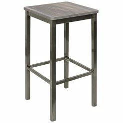 BFM Seating Trent Clear Coated Steel Backless Barstool With Relic Chestnut Seat
