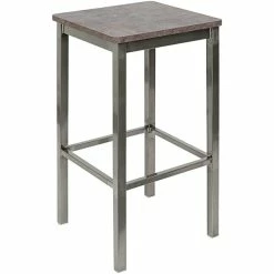 BFM Seating Trent Clear Coated Steel Backless Barstool With Relic Rustic Copper Seat