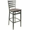 BFM Seating Lima Clear Coated Steel Ladder Back Barstool With Relic Farmhouse Seat