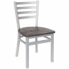 BFM Seating Lima Silver Mist Steel Ladder Back Side Chair With Relic Rustic Copper Seat
