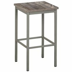 BFM Seating Trent Clear Coated Steel Counter Height Backless Barstool With Relic Farmhouse Seat