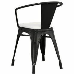 LT&S Alloy Series Lancaster Table & Seating Alloy Series Black Stackable Metal Indoor / Outdoor Industrial Cafe Arm Chair With Gray Fabric Magnetic Cushion -Lancaster Table & Seating Shop 2407344