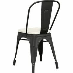 LT&S Alloy Series Lancaster Table & Seating Alloy Series Black Stackable Metal Indoor / Outdoor Industrial Cafe Chair With Vertical Slat Back And Tan Fabric Magnetic Cushion -Lancaster Table & Seating Shop 2407348