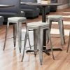 LT&S Alloy Series Lancaster Table & Seating Alloy Series Metal Clear Coat Counter Height Indoor Barstool With Gray Magnetic Fabric Cushion