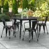 LT&S Alloy Series Lancaster Table & Seating Alloy Series 36" X 36" Distressed Black Dining Height Outdoor Table With 4 Arm Chairs