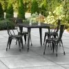 LT&S Alloy Series Lancaster Table & Seating Alloy Series 36" X 36" Square Distressed Black Dining Height Outdoor Table With 4 Industrial Cafe Chairs