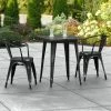 LT&S Alloy Series Lancaster Table & Seating Alloy Series 24" X 24" Distressed Black Dining Height Outdoor Table With 2 Arm Chairs