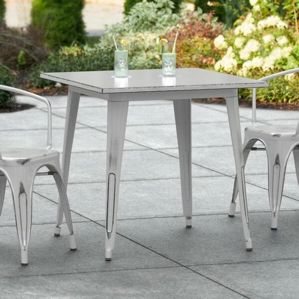 LT&S Alloy Series Lancaster Table & Seating Alloy Series 32" X 32" Distressed Silver Dining Height Outdoor Table 1 LT&S Alloy Series Lancaster Table & Seating Alloy Series 32" X 32" Distressed Silver Dining Height Outdoor Table