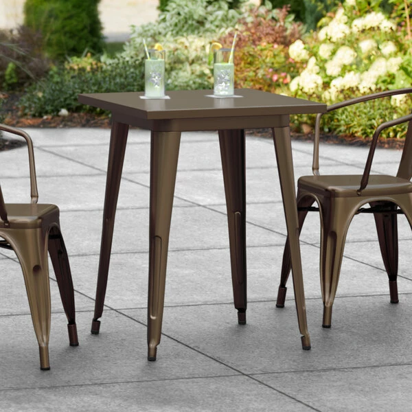 LT&S Alloy Series Lancaster Table & Seating Alloy Series 24" X 24" Copper Dining Height Outdoor Table 1 LT&S Alloy Series Lancaster Table & Seating Alloy Series 24" X 24" Copper Dining Height Outdoor Table