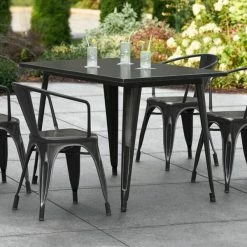 LT&S Alloy Series Lancaster Table & Seating Alloy Series 48" X 30" Distressed Black Dining Height Outdoor Table
