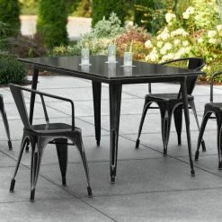 LT&S Alloy Series Lancaster Table & Seating Alloy Series 63" X 32" Distressed Black Dining Height Outdoor Table