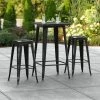 LT&S Alloy Series Lancaster Table & Seating Alloy Series 24" X 24" Distressed Black Outdoor Bar Height Table With Two Barstools