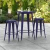 LT&S Alloy Series Lancaster Table & Seating Alloy Series 24" X 24" Navy Outdoor Bar Height Table With Two Barstools