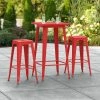 LT&S Alloy Series Lancaster Table & Seating Alloy Series 24" X 24" Red Outdoor Bar Height Table With Two Barstools