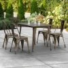 LT&S Alloy Series Lancaster Table & Seating Alloy Series 48" X 30" Copper Dining Height Outdoor Table With 4 Industrial Cafe Chairs