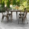 LT&S Alloy Series Lancaster Table & Seating Alloy Series 36" X 36" Copper Dining Height Outdoor Table With 4 Industrial Cafe Chairs