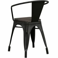 LT&S Alloy Series Lancaster Table & Seating Alloy Series Black Metal Indoor Industrial Cafe Arm Chair With Black Wooden Seat 6 LT&S Alloy Series Lancaster Table & Seating Alloy Series Black Metal Indoor Industrial Cafe Arm Chair With Black Wooden Seat -Lancaster Table & Seating Shop 2428501