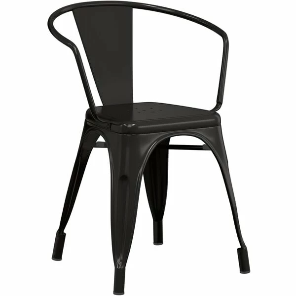 LT&S Alloy Series Lancaster Table & Seating Alloy Series Black Metal Indoor Industrial Cafe Arm Chair With Black Wooden Seat 4 LT&S Alloy Series Lancaster Table & Seating Alloy Series Black Metal Indoor Industrial Cafe Arm Chair With Black Wooden Seat - Image 4