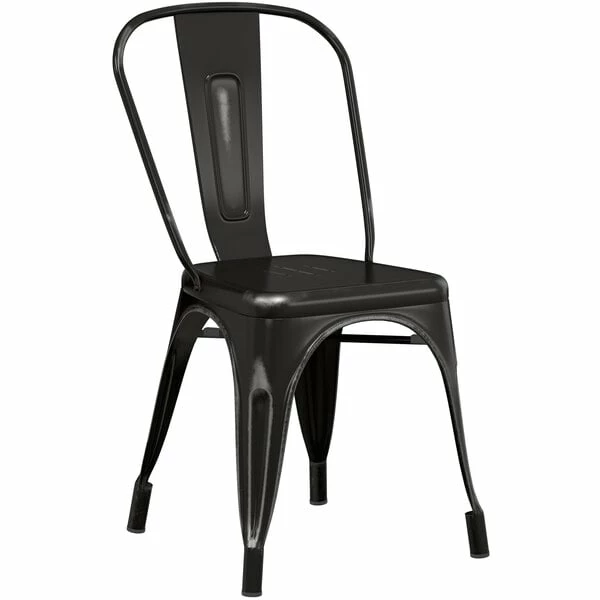 LT&S Alloy Series Lancaster Table & Seating Alloy Series Distressed Black Metal Indoor Industrial Cafe Chair With Vertical Slat Back And Natural Wood Seat 4 LT&S Alloy Series Lancaster Table & Seating Alloy Series Distressed Black Metal Indoor Industrial Cafe Chair With Vertical Slat Back And Natural Wood Seat - Image 4