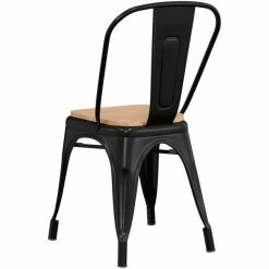 LT&S Alloy Series Lancaster Table & Seating Alloy Series Black Metal Indoor Industrial Cafe Chair With Vertical Slat Back And Natural Wood Seat -Lancaster Table & Seating Shop 2430421