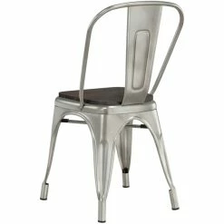 LT&S Alloy Series Lancaster Table & Seating Alloy Series Clear Coated Metal Indoor Industrial Cafe Chair With Vertical Slat Back And Black Wood Seat -Lancaster Table & Seating Shop 2430475