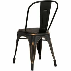 LT&S Alloy Series Lancaster Table & Seating Alloy Series Distressed Copper Metal Indoor Industrial Cafe Chair With Vertical Slat Back And Black Wood Seat -Lancaster Table & Seating Shop 2430484