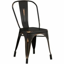 LT&S Alloy Series Lancaster Table & Seating Alloy Series Distressed Copper Metal Indoor Industrial Cafe Chair With Vertical Slat Back And Natural Wood Seat -Lancaster Table & Seating Shop 2430488