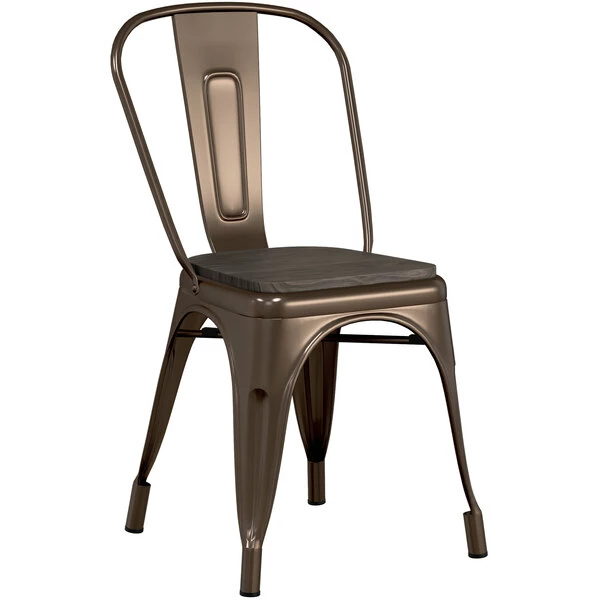 LT&S Alloy Series Lancaster Table & Seating Alloy Series Copper Metal Indoor Industrial Cafe Chair With Vertical Slat Back And Black Wood Seat 2 LT&S Alloy Series Lancaster Table & Seating Alloy Series Copper Metal Indoor Industrial Cafe Chair With Vertical Slat Back And Black Wood Seat - Image 2