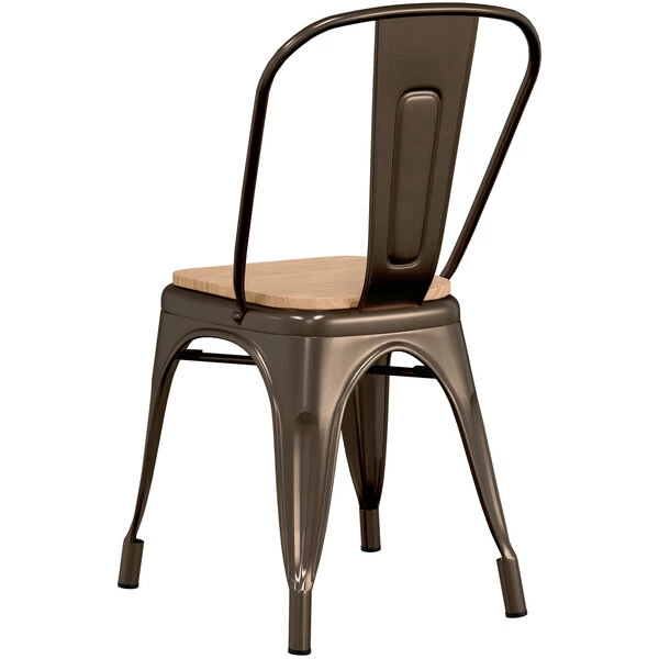 LT&S Alloy Series Lancaster Table & Seating Alloy Series Copper Metal Indoor Industrial Cafe Chair With Vertical Slat Back And Natural Wood Seat 3 LT&S Alloy Series Lancaster Table & Seating Alloy Series Copper Metal Indoor Industrial Cafe Chair With Vertical Slat Back And Natural Wood Seat - Image 3
