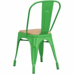 LT&S Alloy Series Lancaster Table & Seating Alloy Series Green Metal Indoor Industrial Cafe Chair With Vertical Slat Back And Natural Wood Seat -Lancaster Table & Seating Shop 2430550