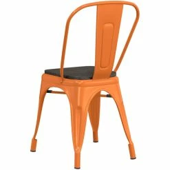 LT&S Alloy Series Lancaster Table & Seating Alloy Series Orange Metal Indoor Industrial Cafe Chair With Vertical Slat Back And Black Wood Seat -Lancaster Table & Seating Shop 2430610