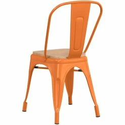 LT&S Alloy Series Lancaster Table & Seating Alloy Series Orange Metal Indoor Industrial Cafe Chair With Vertical Slat Back And Natural Wood Seat -Lancaster Table & Seating Shop 2430613