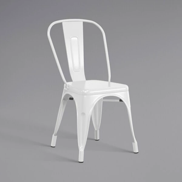 LT&S Alloy Series Lancaster Table & Seating Alloy Series White Metal Indoor Industrial Cafe Chair With Vertical Slat Back And Walnut Wood Seat 4 LT&S Alloy Series Lancaster Table & Seating Alloy Series White Metal Indoor Industrial Cafe Chair With Vertical Slat Back And Walnut Wood Seat - Image 4