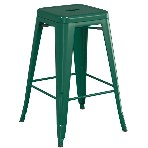 LT&S Alloy Series Lancaster Table & Seating Alloy Series Emerald Metal Indoor Industrial Cafe Counter Height Stool With Black Wood Seat 3 LT&S Alloy Series Lancaster Table & Seating Alloy Series Emerald Metal Indoor Industrial Cafe Counter Height Stool With Black Wood Seat - Image 3